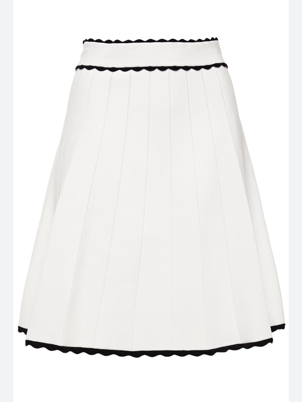 Sandro White Scalloped Trim Pleated Skirt